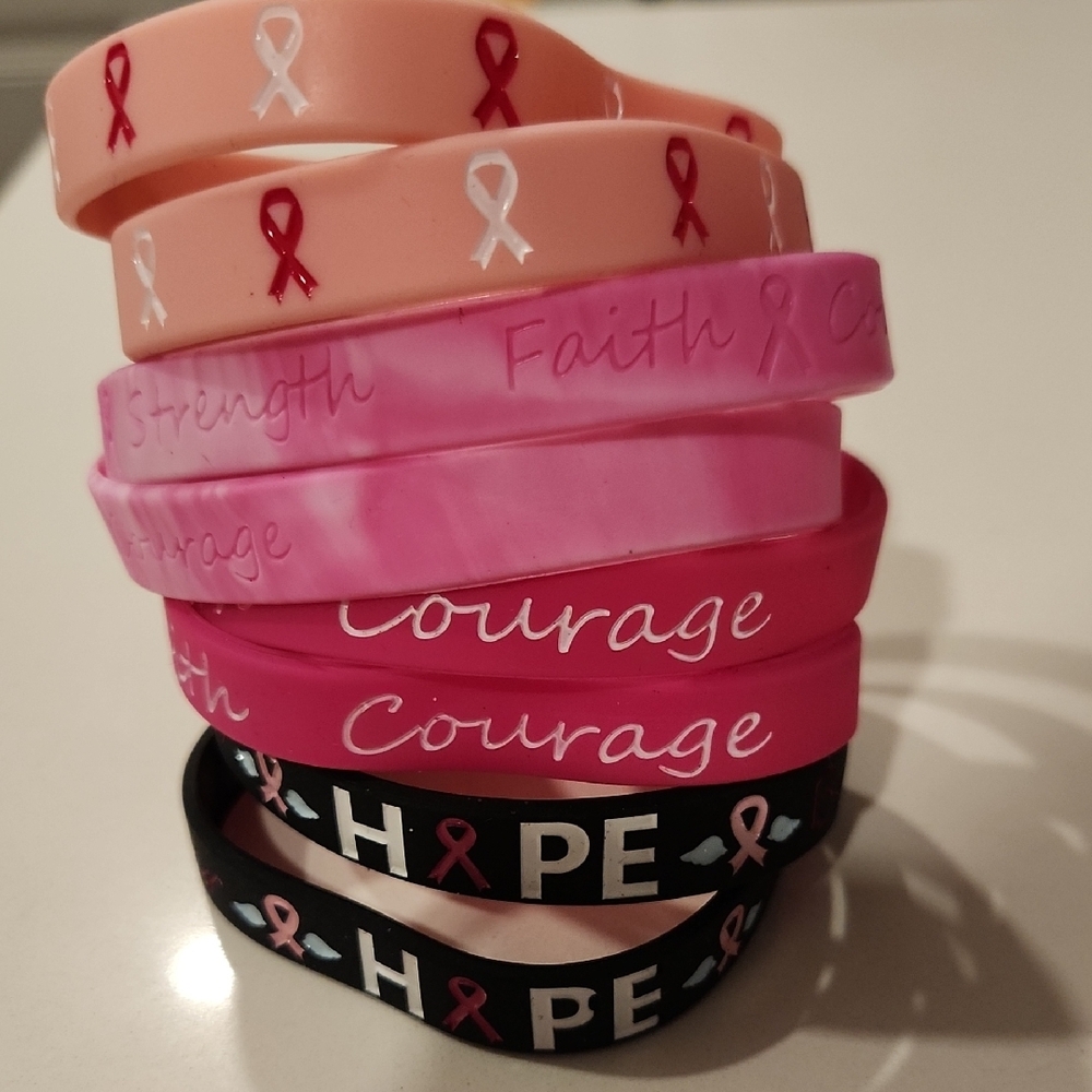 8 Pink and Black Awareness Bracelets